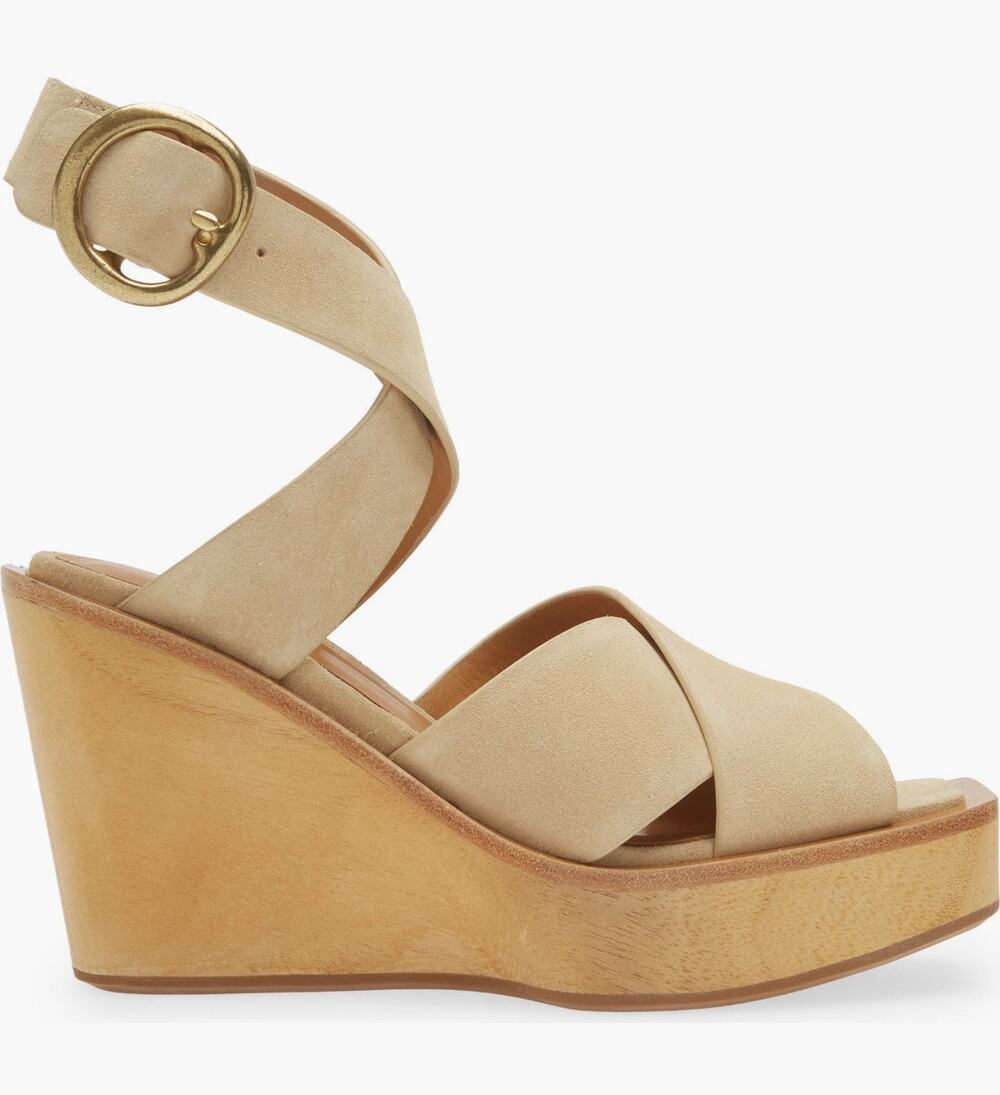 Rag & Bone Santiago Crisscross Suede Wedge Sandals Dune EU 39